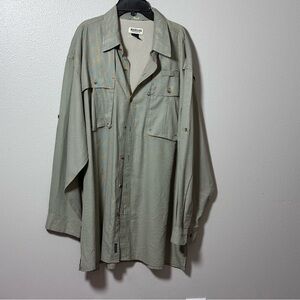 Magellan Sportwear Men Aransas Pass Plaid Beige Tan Button‎ Down Shirt size XXL.
